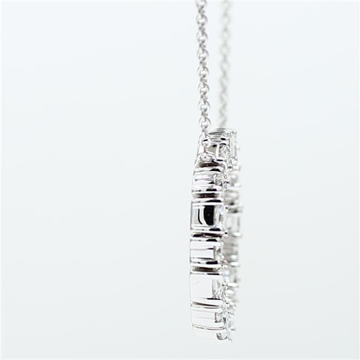 Natural White Radiant and Round Diamonds 1.35 Carat TW White Gold Necklace