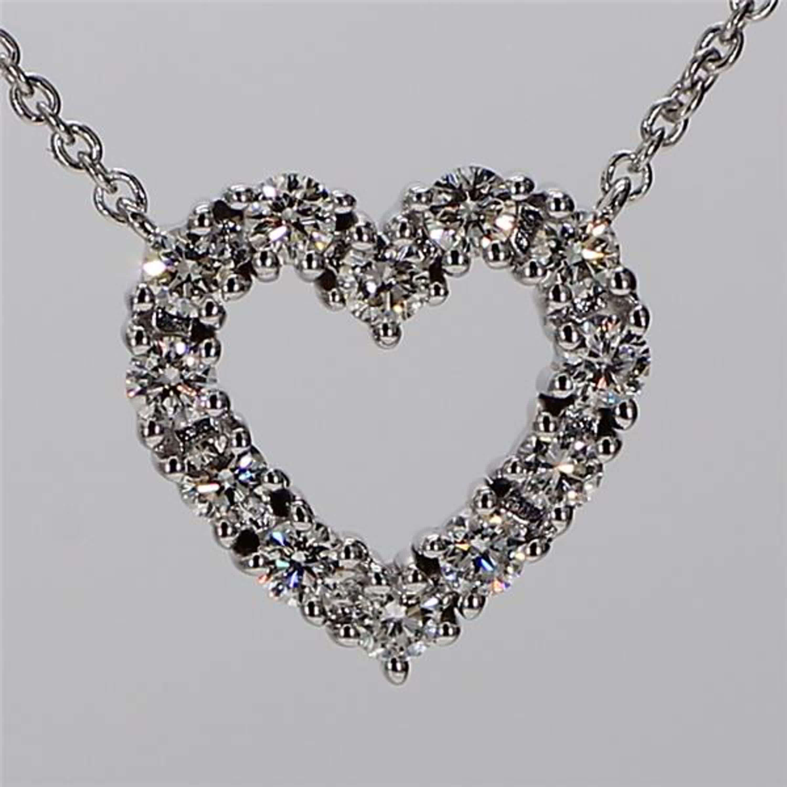Natural White Round Diamond .46 Carat TW White Gold Drop Pendant