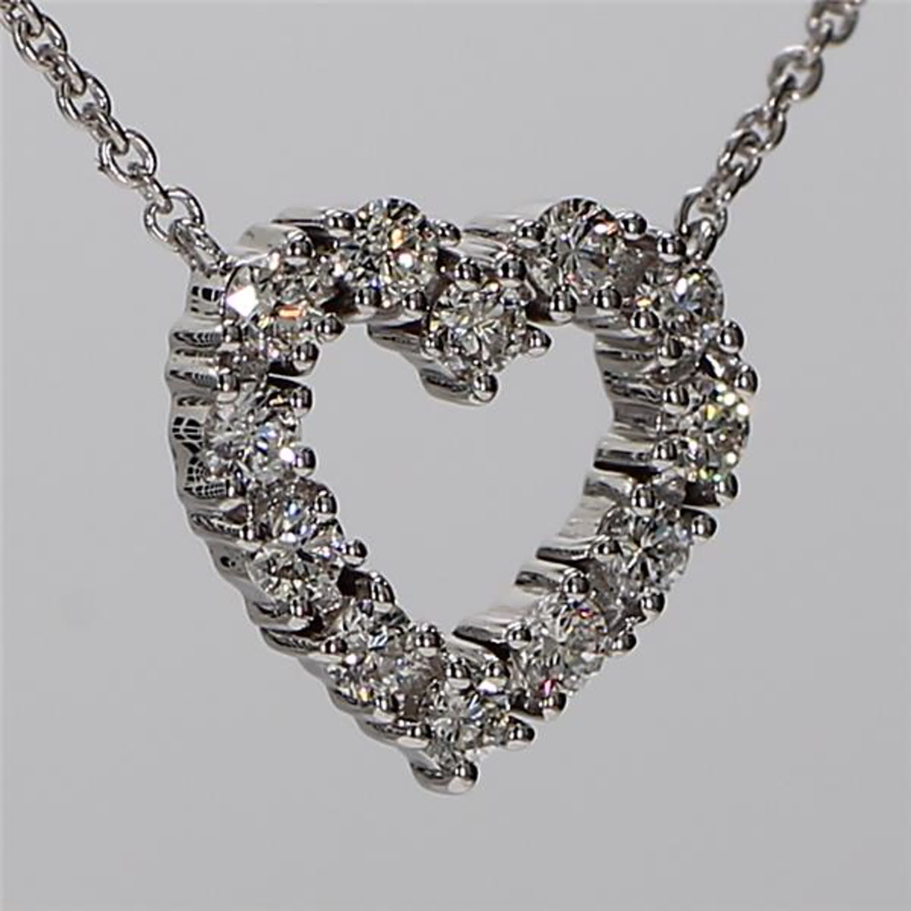 Natural White Round Diamond .46 Carat TW White Gold Drop Pendant