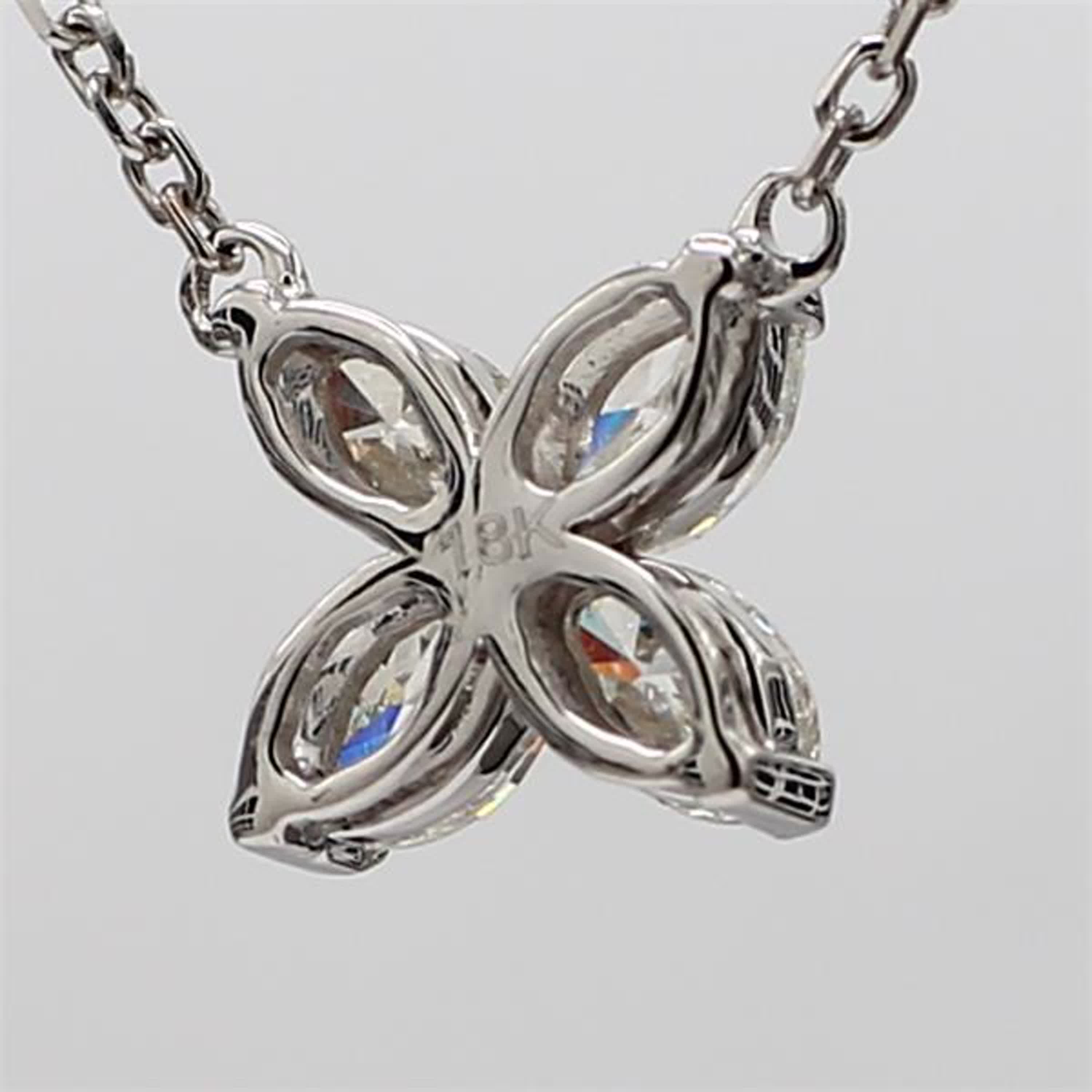Natural White Marquise Diamond .94 Carat TW White Gold Drop Necklace