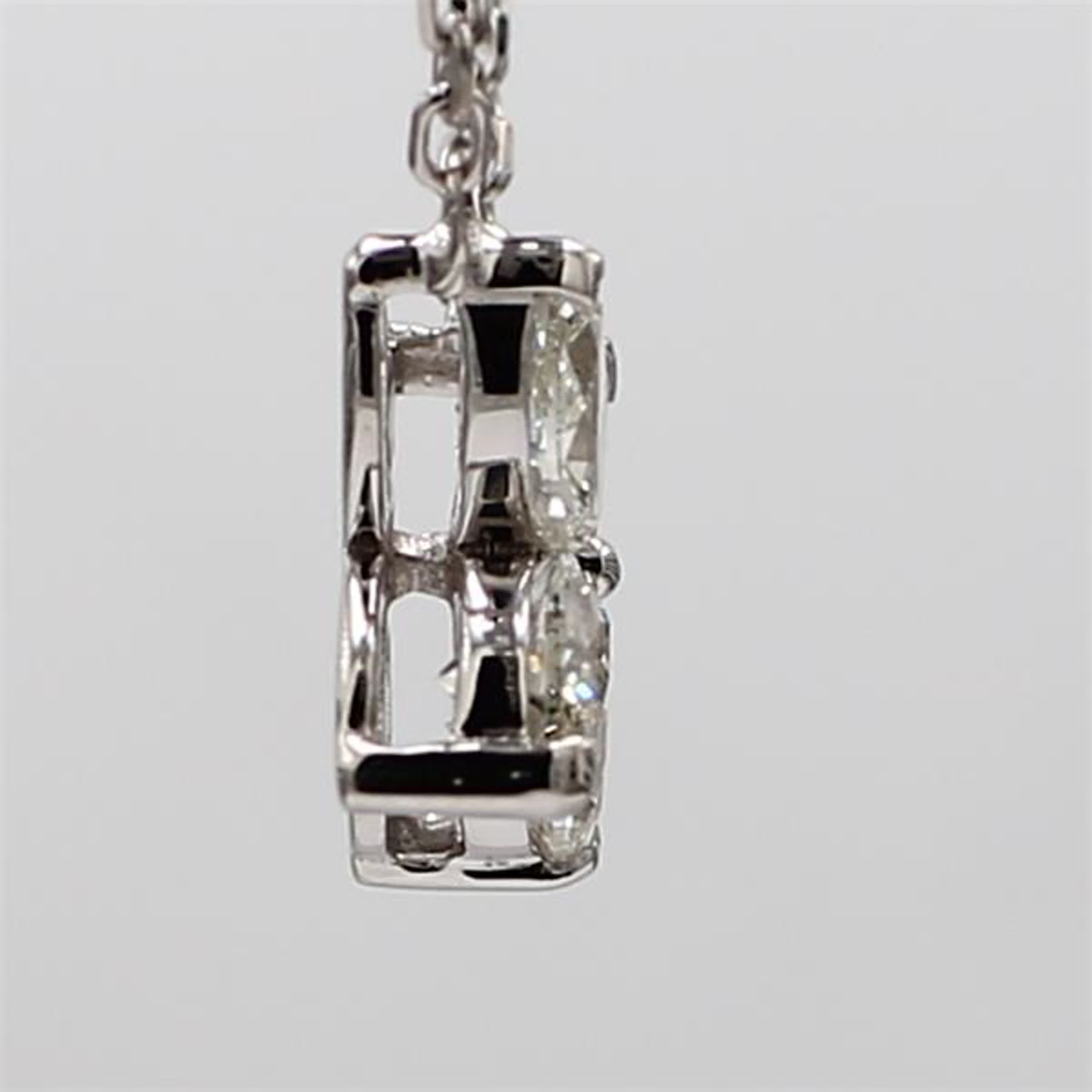 Natural White Marquise Diamond .94 Carat TW White Gold Drop Necklace