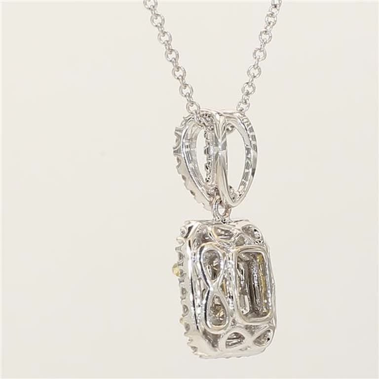 Natural Yellow Cushion and White Diamond .93 Carat TW Gold Drop Pendant