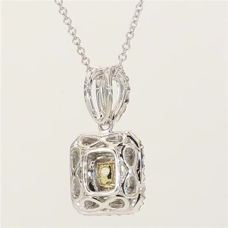 Natural Yellow Cushion and White Diamond .93 Carat TW Gold Drop Pendant