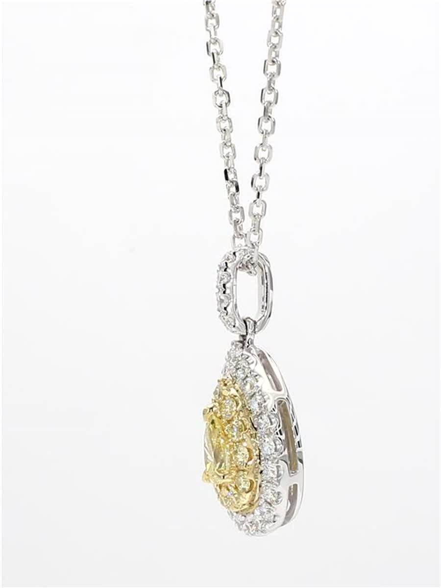 Natural Yellow Pear and White Diamond .79 Carat TW Gold Drop Pendant