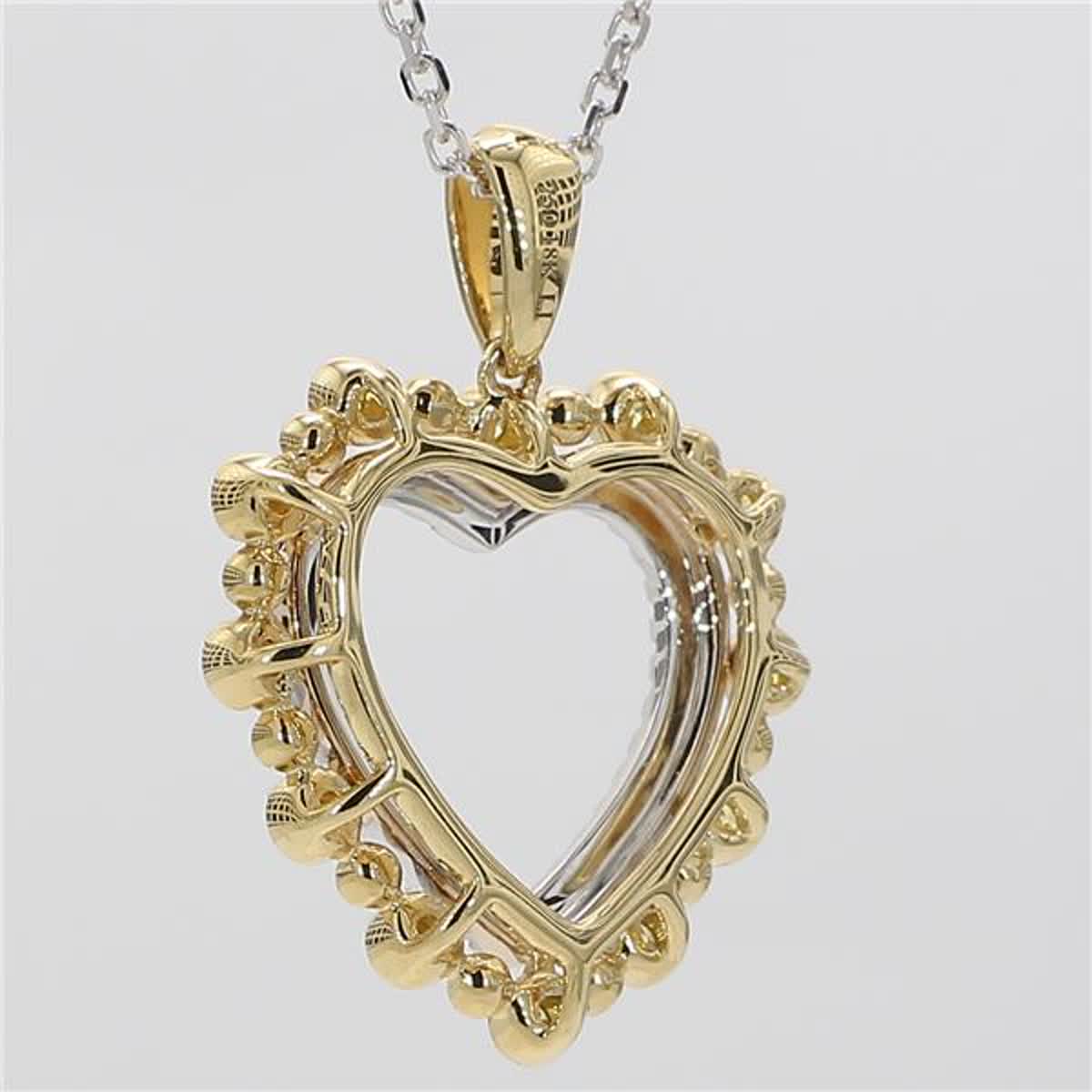 Natural Yellow Round and White Diamond .38 Carat TW Gold Heart Pendant