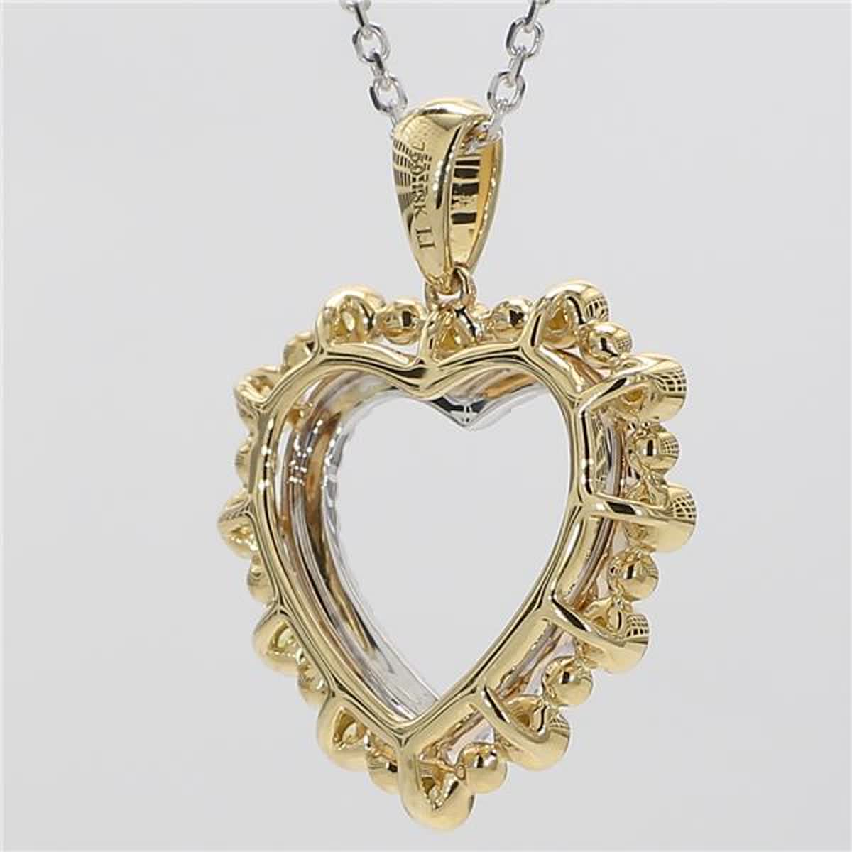 Natural Yellow Round and White Diamond .38 Carat TW Gold Heart Pendant