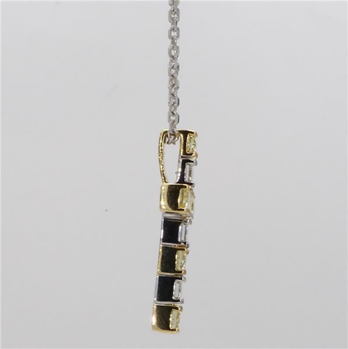 Natural Yellow Cushion and White Diamond 1.50 Carat TW Gold Cross Pendant
