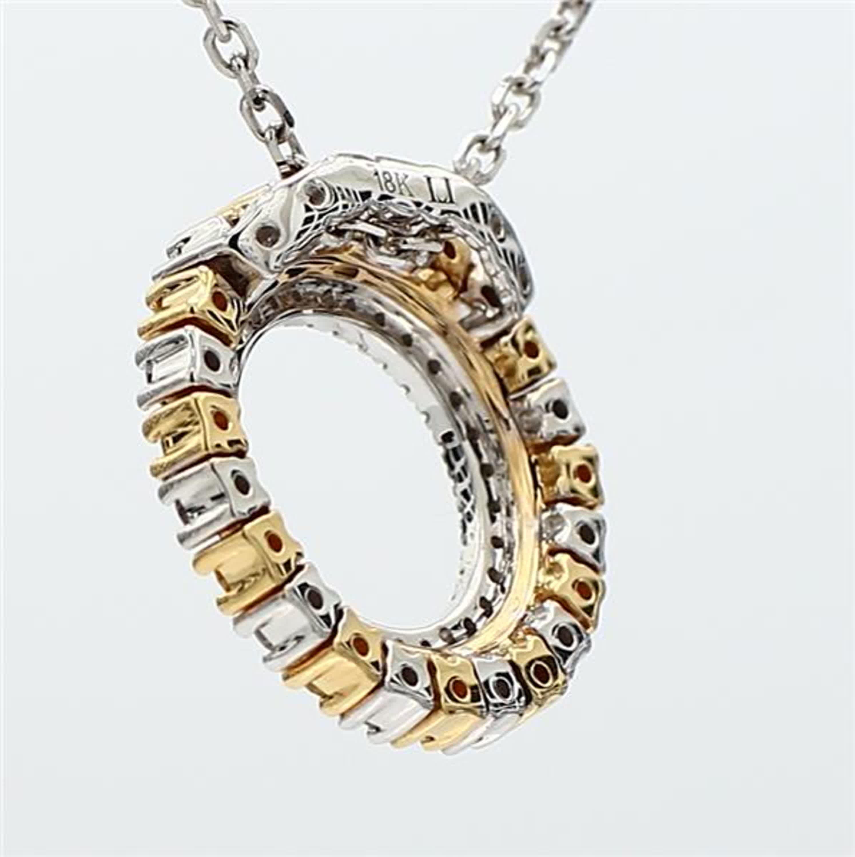Natural Yellow Round and White Diamond .52 Carat TW Gold Circle Pendant