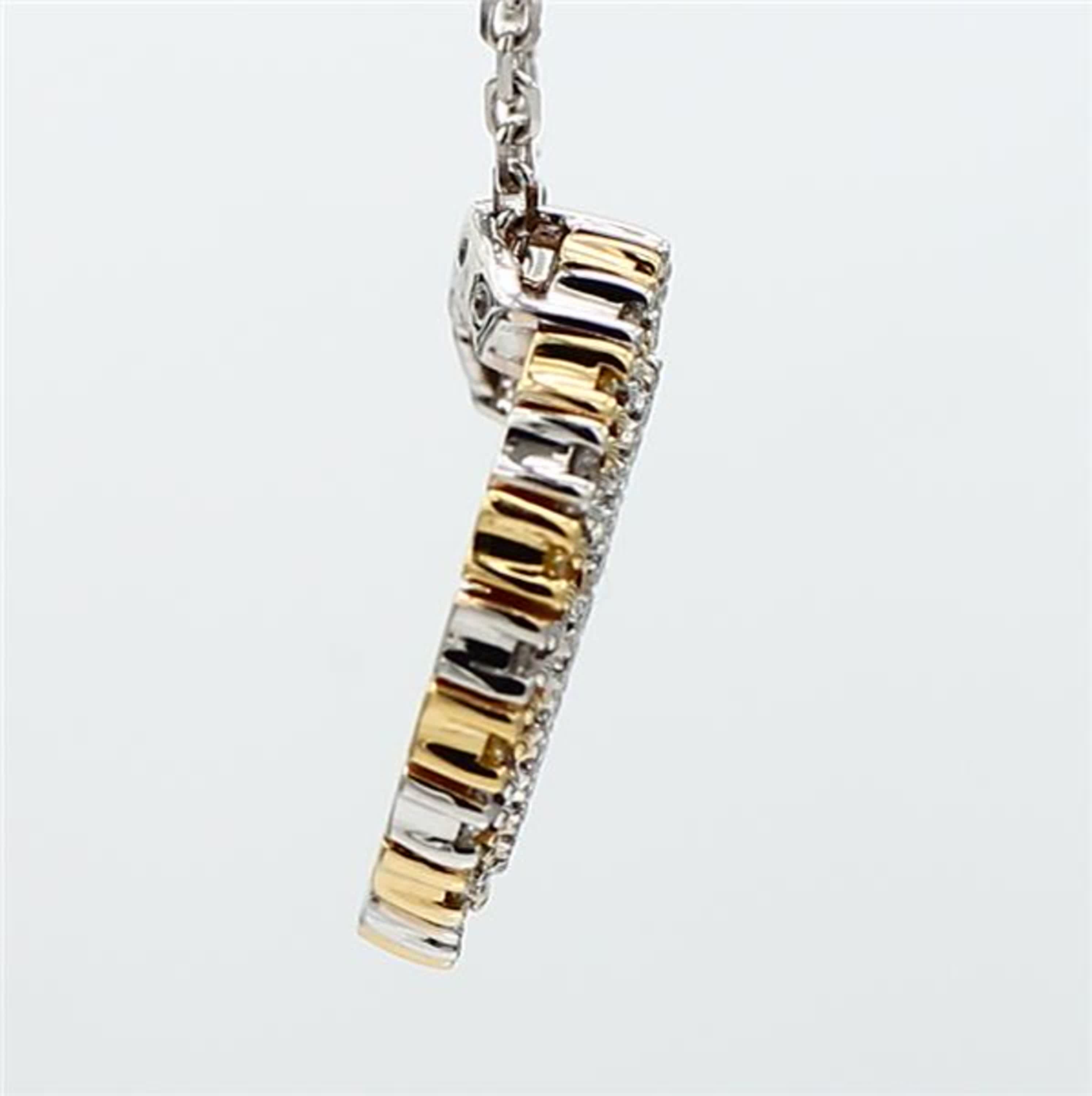 Natural Yellow Round and White Diamond .52 Carat TW Gold Circle Pendant