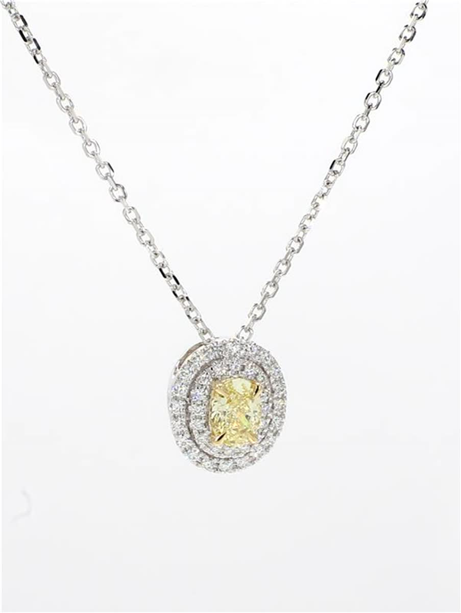 Natural Yellow Oval and White Diamond .65 Carat TW Gold Drop Pendant