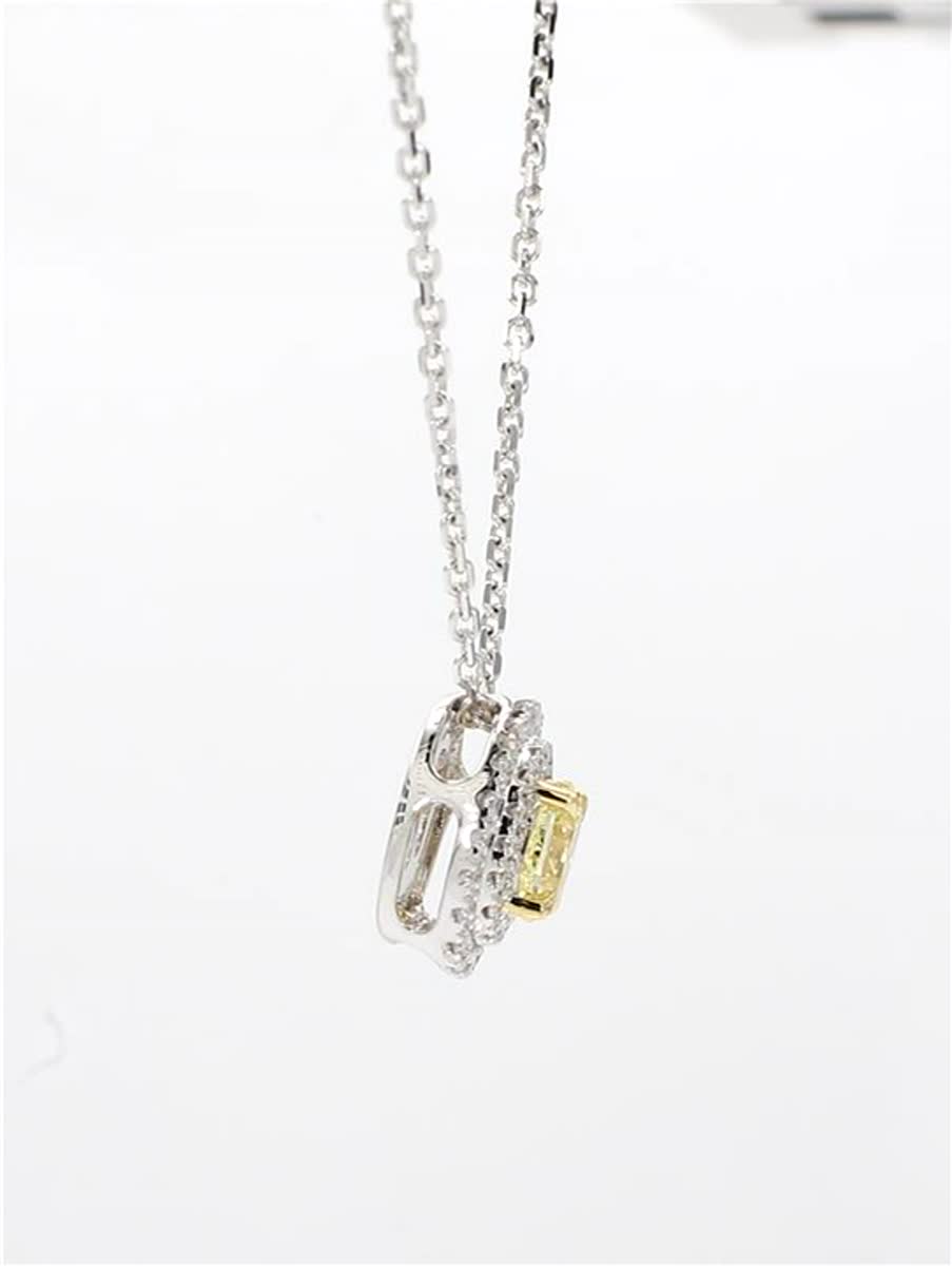Natural Yellow Oval and White Diamond .65 Carat TW Gold Drop Pendant