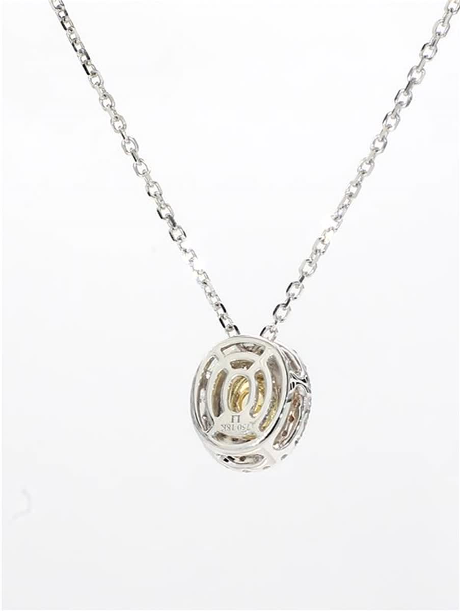 Natural Yellow Oval and White Diamond .65 Carat TW Gold Drop Pendant