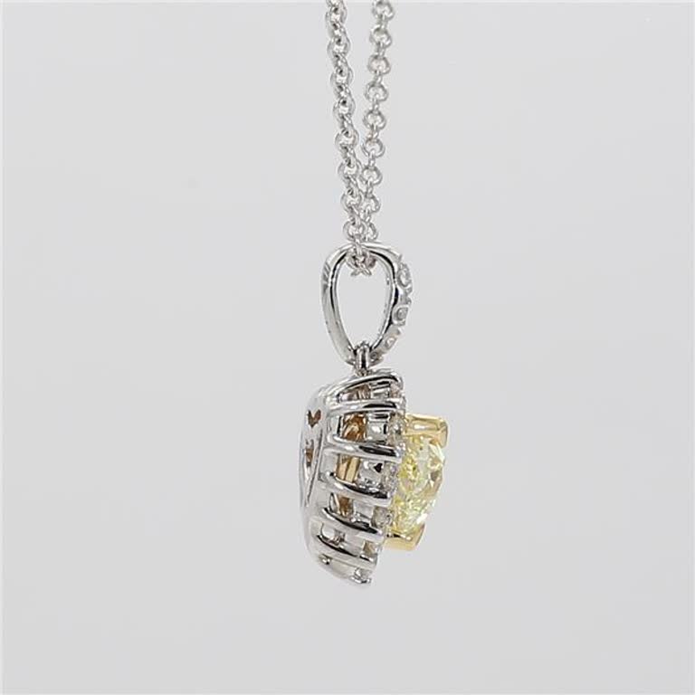 Natural Yellow Heart-Shaped and White Diamond .90 Carat TW Gold Drop Pendant