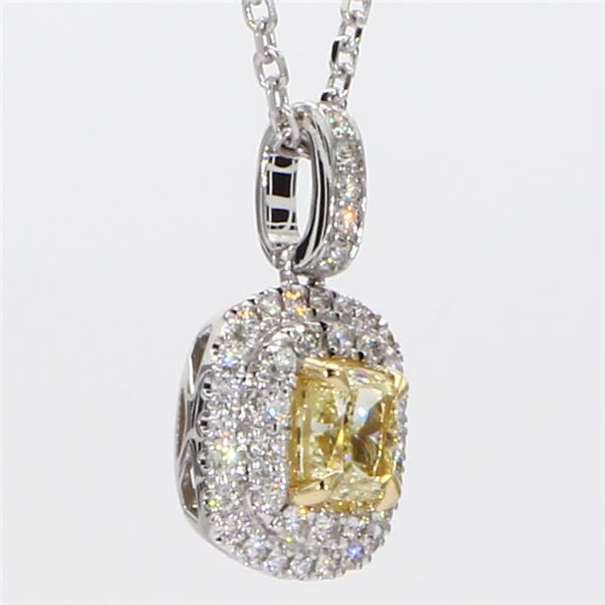 GIA Certified Natural Yellow Cushion and White Diamond 1.00 Carat TW Gold Pendant