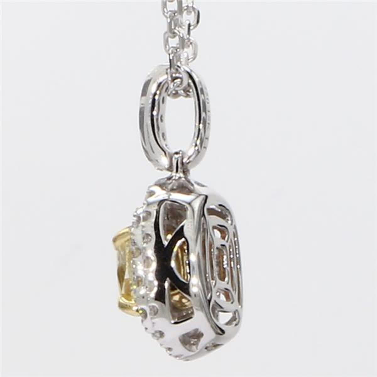 GIA Certified Natural Yellow Cushion and White Diamond 1.00 Carat TW Gold Pendant