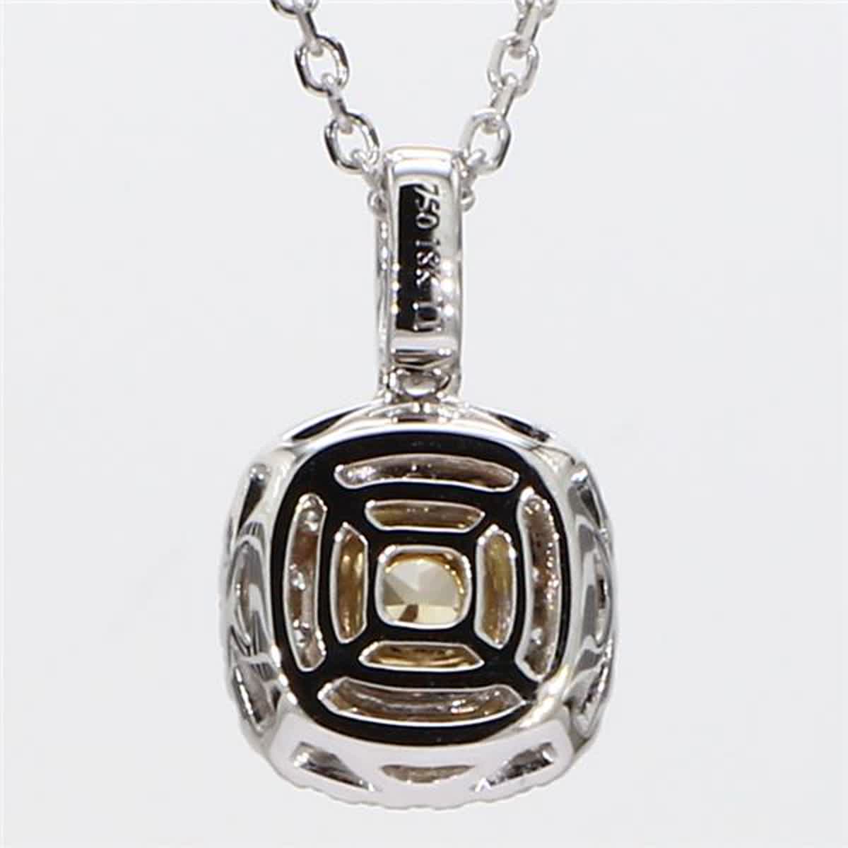 GIA Certified Natural Yellow Cushion and White Diamond 1.00 Carat TW Gold Pendant