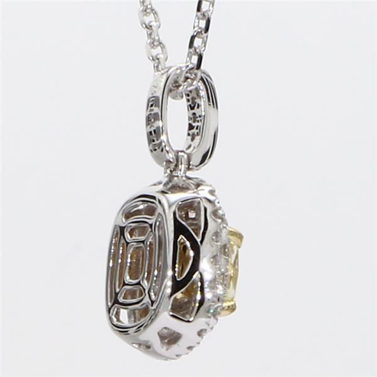 GIA Certified Natural Yellow Cushion and White Diamond 1.00 Carat TW Gold Pendant