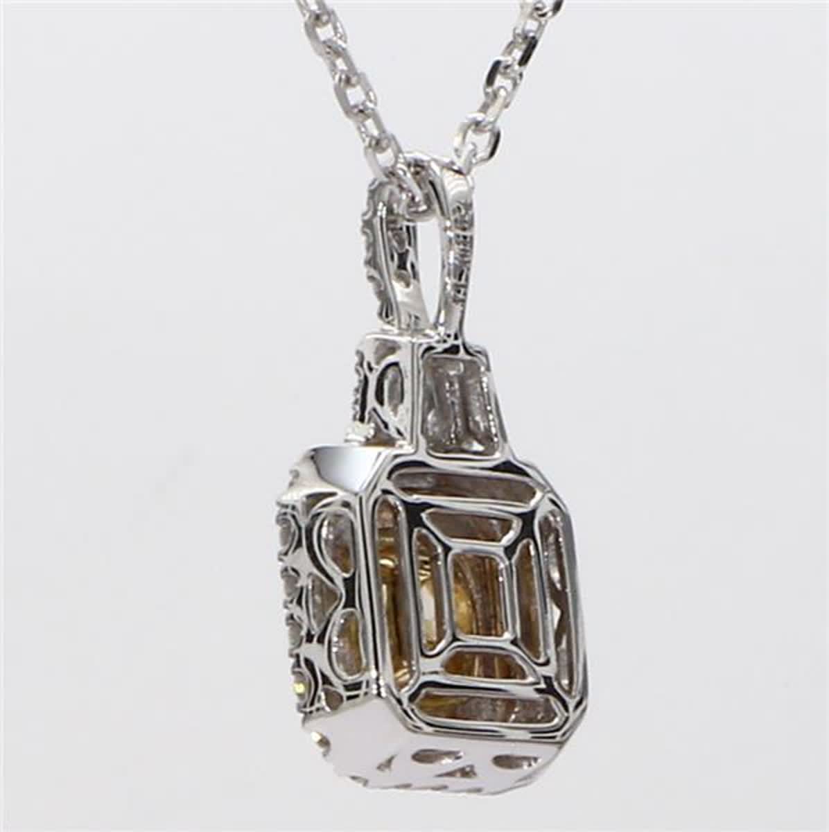 GIA Certified Natural Yellow Cushion and White Diamond 1.03 Carat Gold Pendant