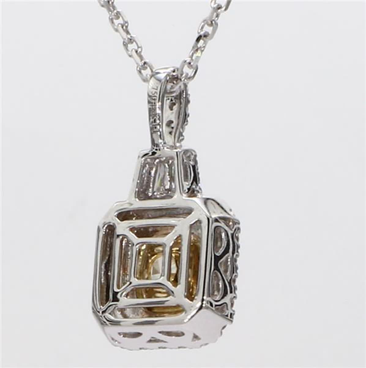 GIA Certified Natural Yellow Cushion and White Diamond 1.03 Carat Gold Pendant