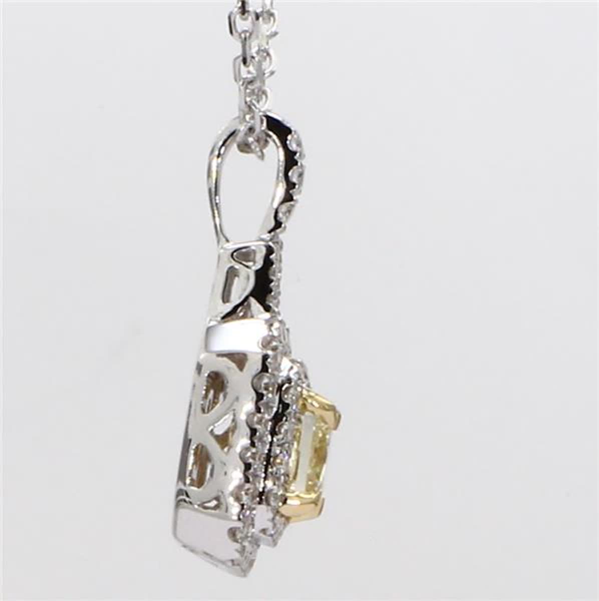 GIA Certified Natural Yellow Cushion and White Diamond 1.03 Carat Gold Pendant