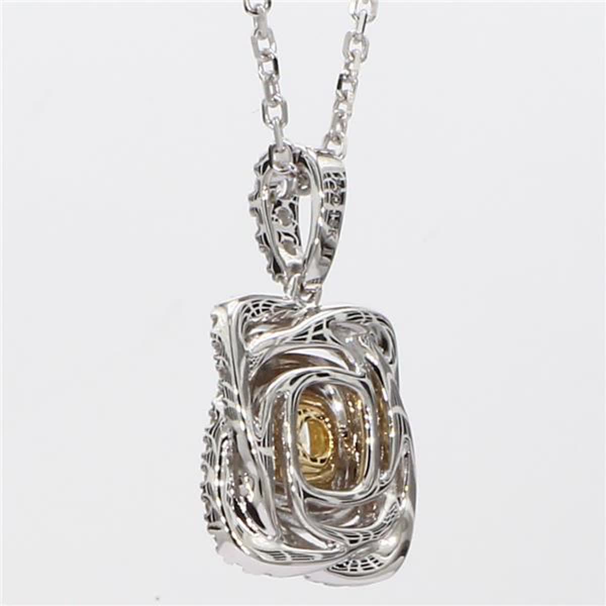 Natural Yellow Cushion and White Diamond 1.01 Carat TW Gold Drop Pendant