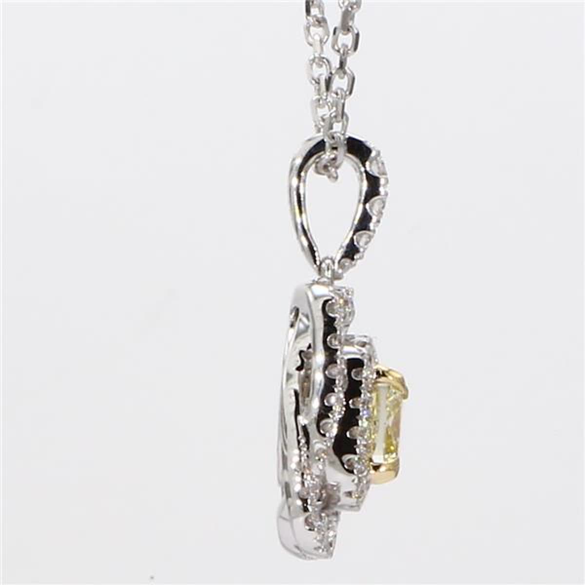 Natural Yellow Cushion and White Diamond 1.01 Carat TW Gold Drop Pendant