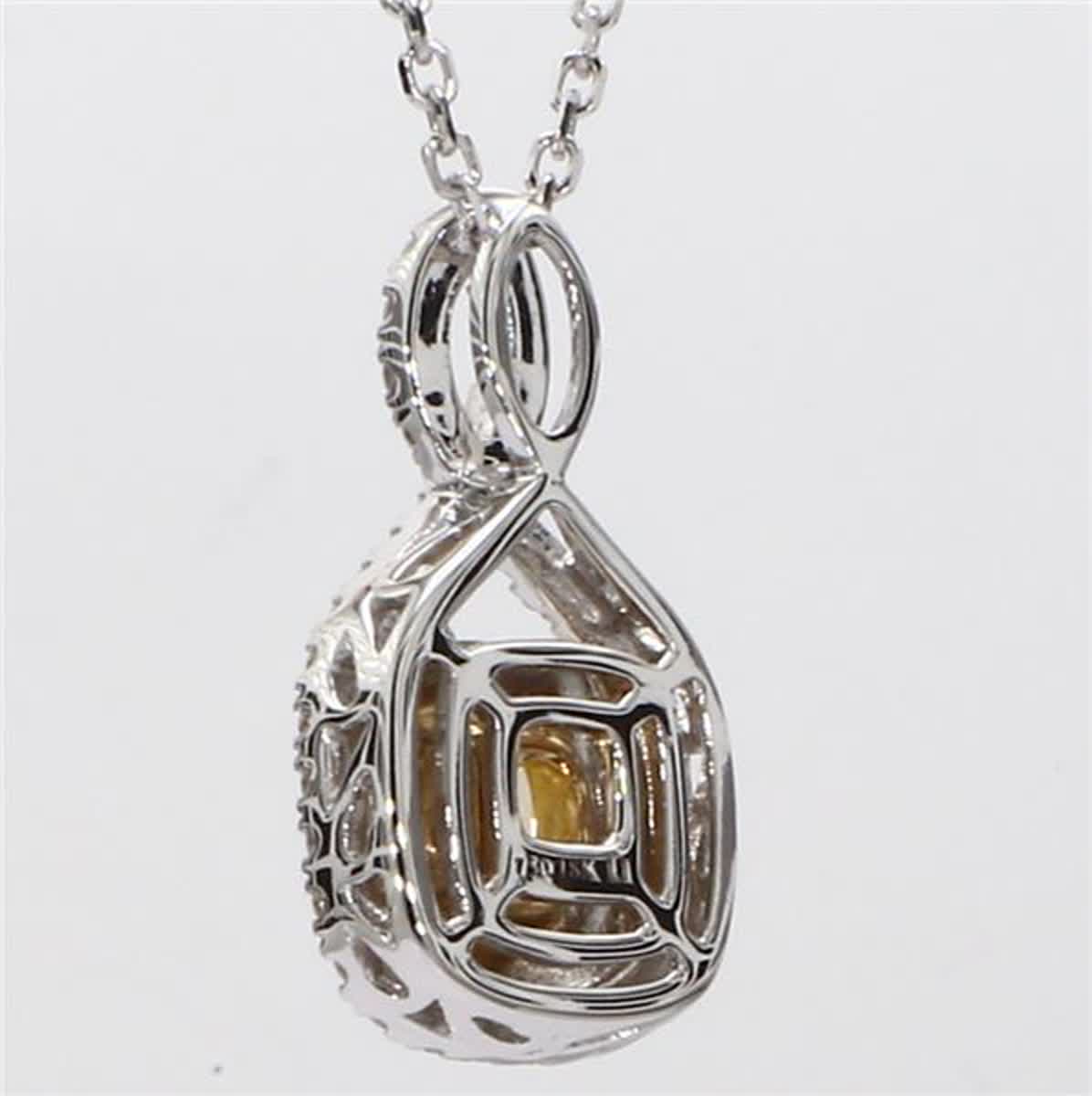 GIA Certified Natural Yellow Cushion and White Diamond 1.00 Carat Gold Pendant