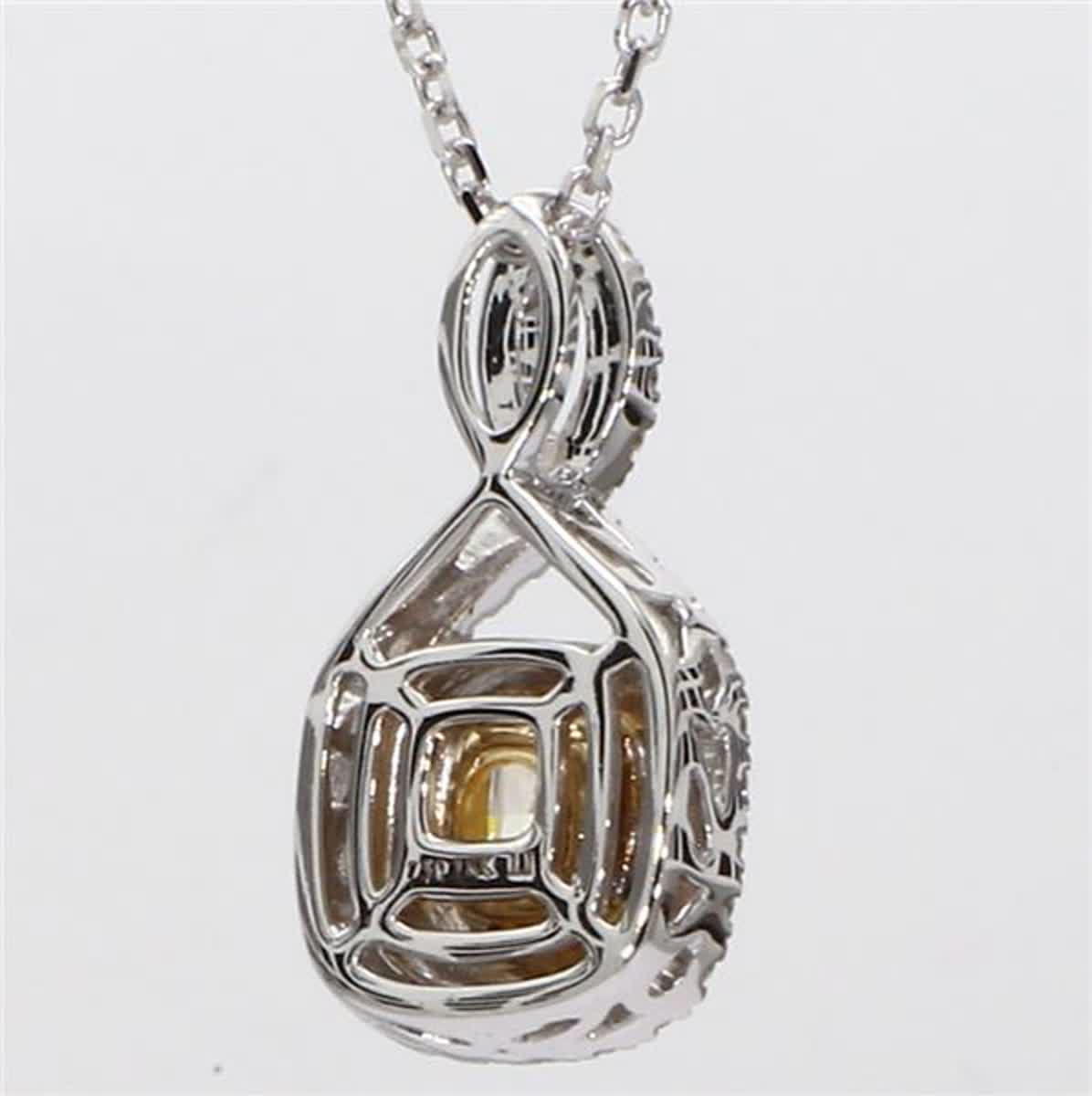 GIA Certified Natural Yellow Cushion and White Diamond 1.00 Carat Gold Pendant