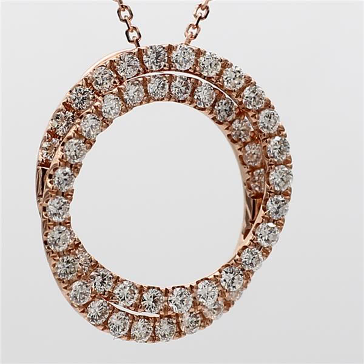 Natural White Round Diamond 1.20 Carat TW Rose Gold Circle Pendant
