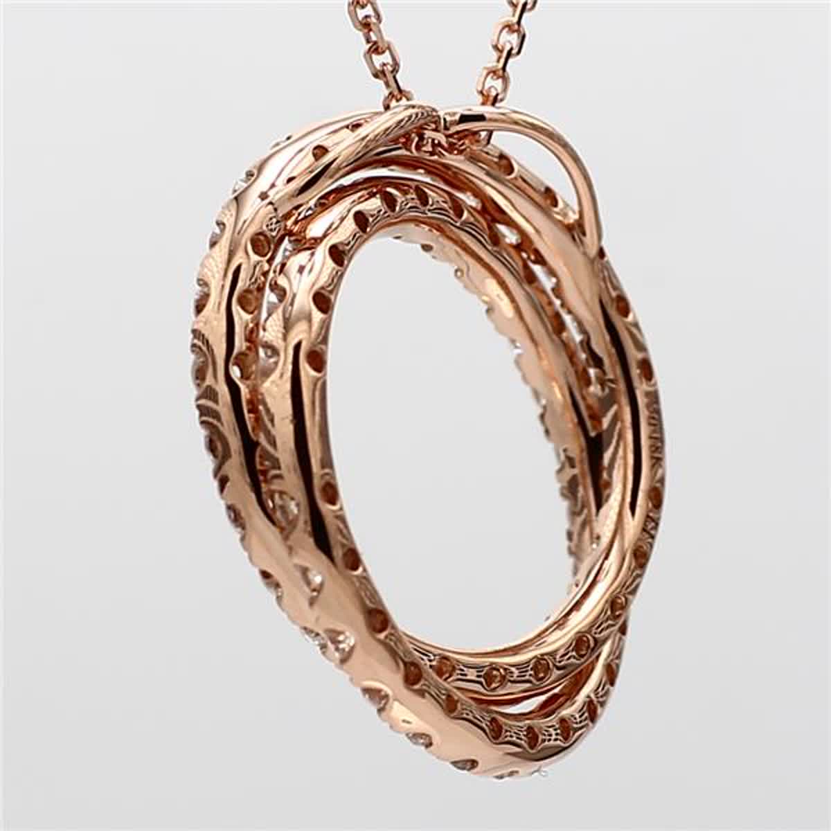 Natural White Round Diamond 1.20 Carat TW Rose Gold Circle Pendant