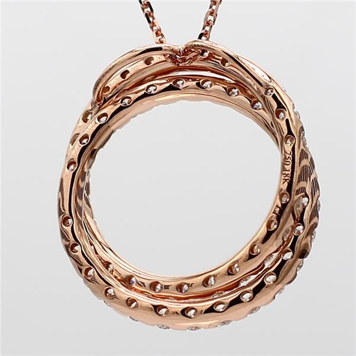Natural White Round Diamond 1.20 Carat TW Rose Gold Circle Pendant