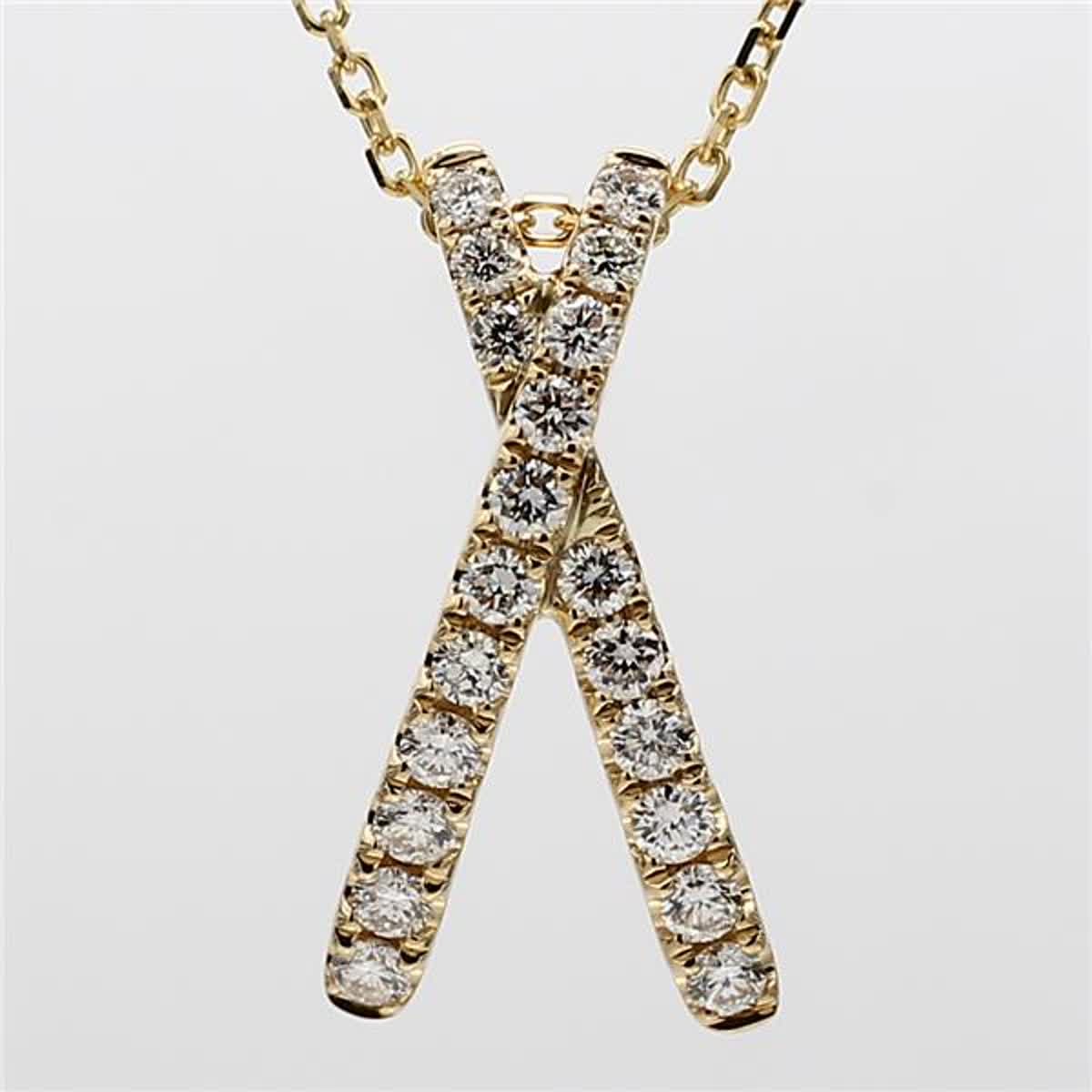 Natural White Round Diamond .55 Carat TW Yellow Gold Drop Pendant