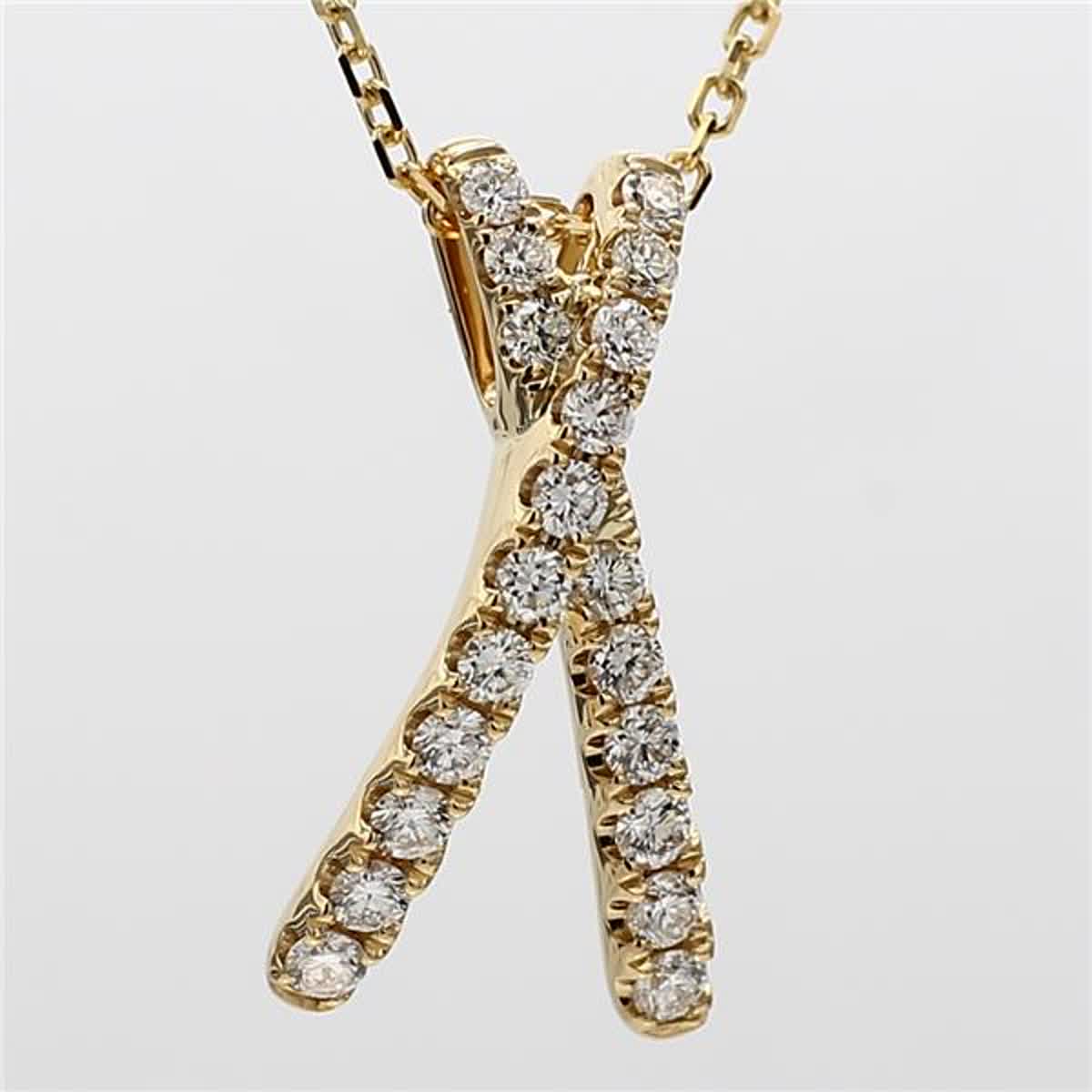 Natural White Round Diamond .55 Carat TW Yellow Gold Drop Pendant
