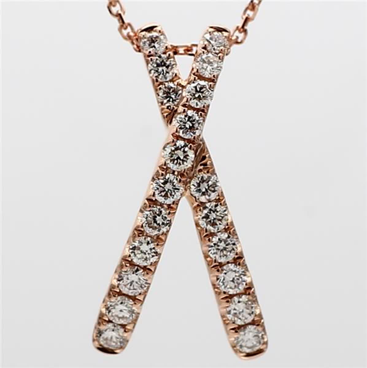 Natural White Round Diamond .55 Carat TW Rose Gold Drop Pendant