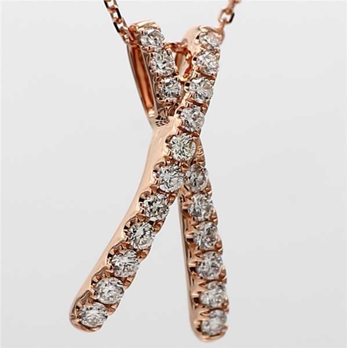 Natural White Round Diamond .55 Carat TW Rose Gold Drop Pendant