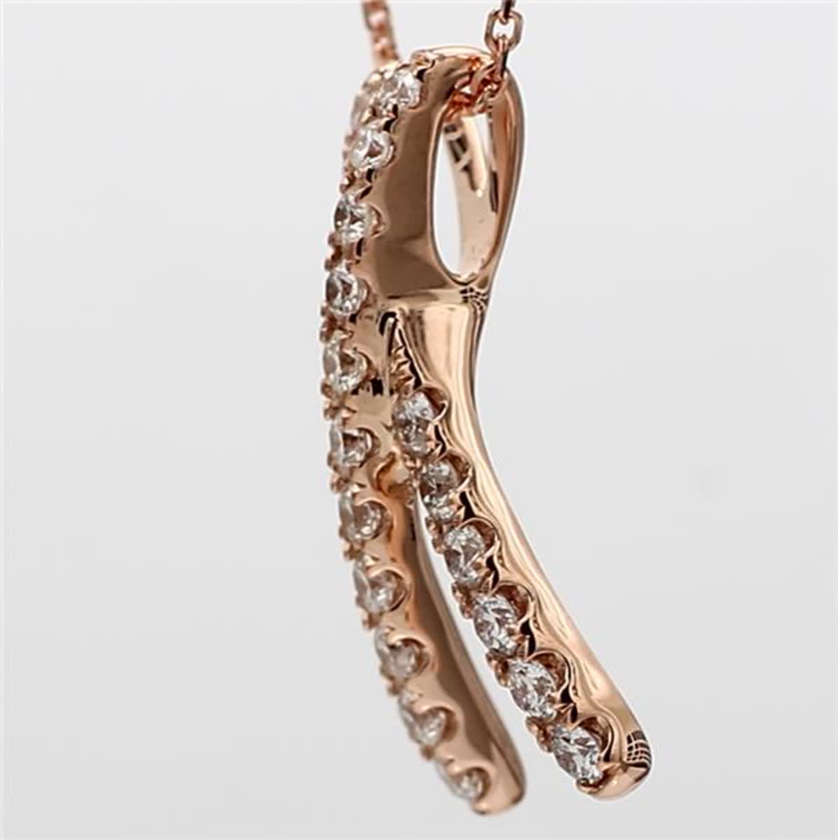 Natural White Round Diamond .55 Carat TW Rose Gold Drop Pendant