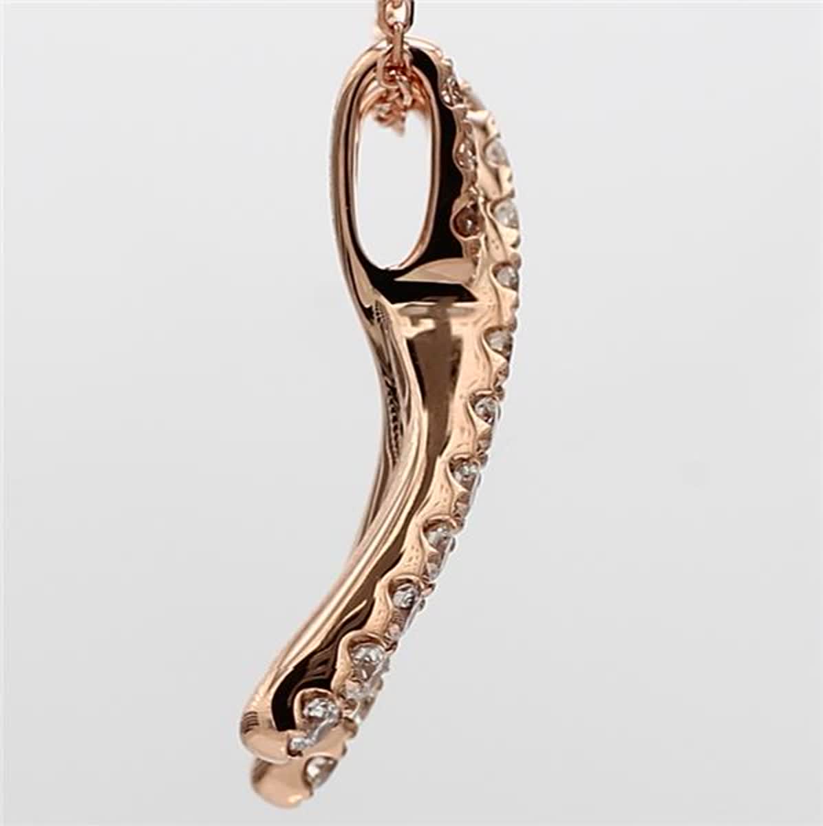 Natural White Round Diamond .55 Carat TW Rose Gold Drop Pendant