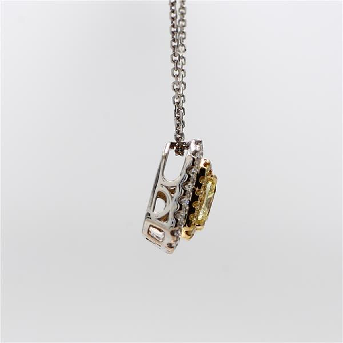 Natural Yellow Cushion and White Diamond 1.09 Carat TW Gold Drop Pendant