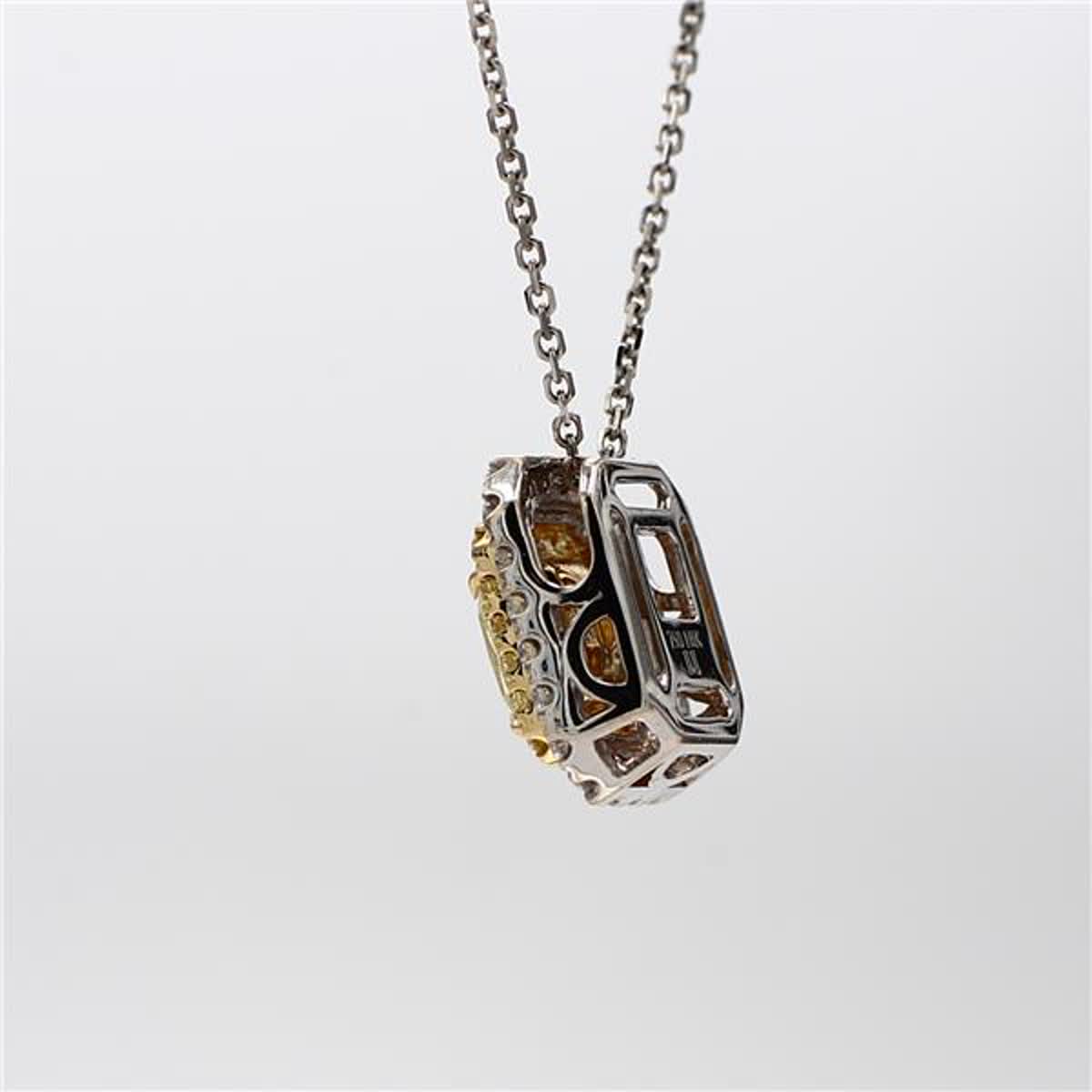 Natural Yellow Cushion and White Diamond 1.09 Carat TW Gold Drop Pendant