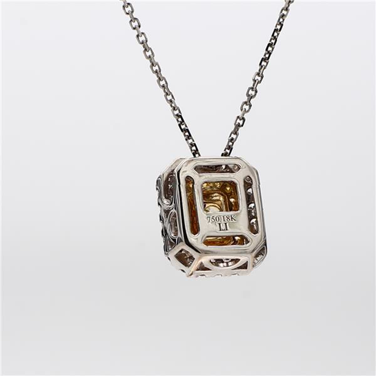 Natural Yellow Cushion and White Diamond 1.09 Carat TW Gold Drop Pendant