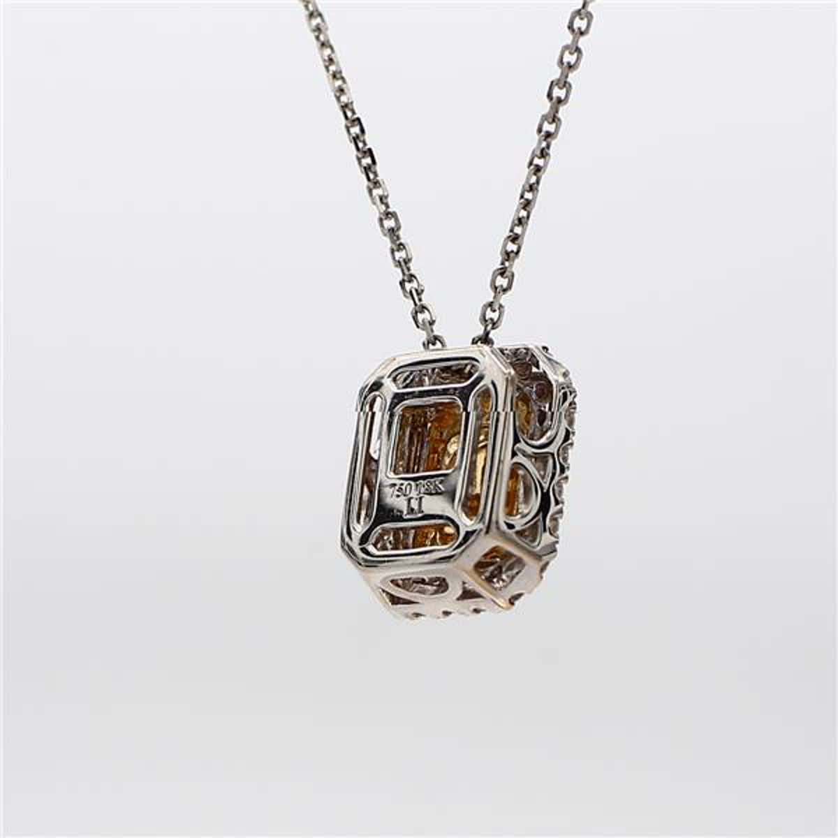 Natural Yellow Cushion and White Diamond 1.09 Carat TW Gold Drop Pendant