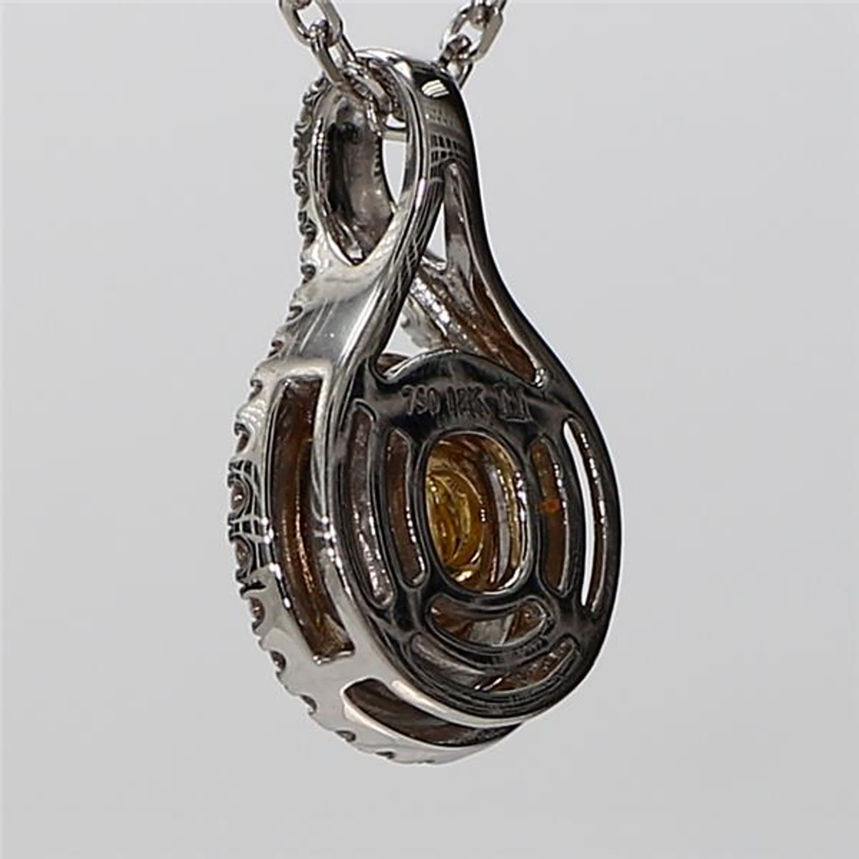 Natural Yellow Cushion and White Diamond .72 Carat TW Gold Drop Pendant
