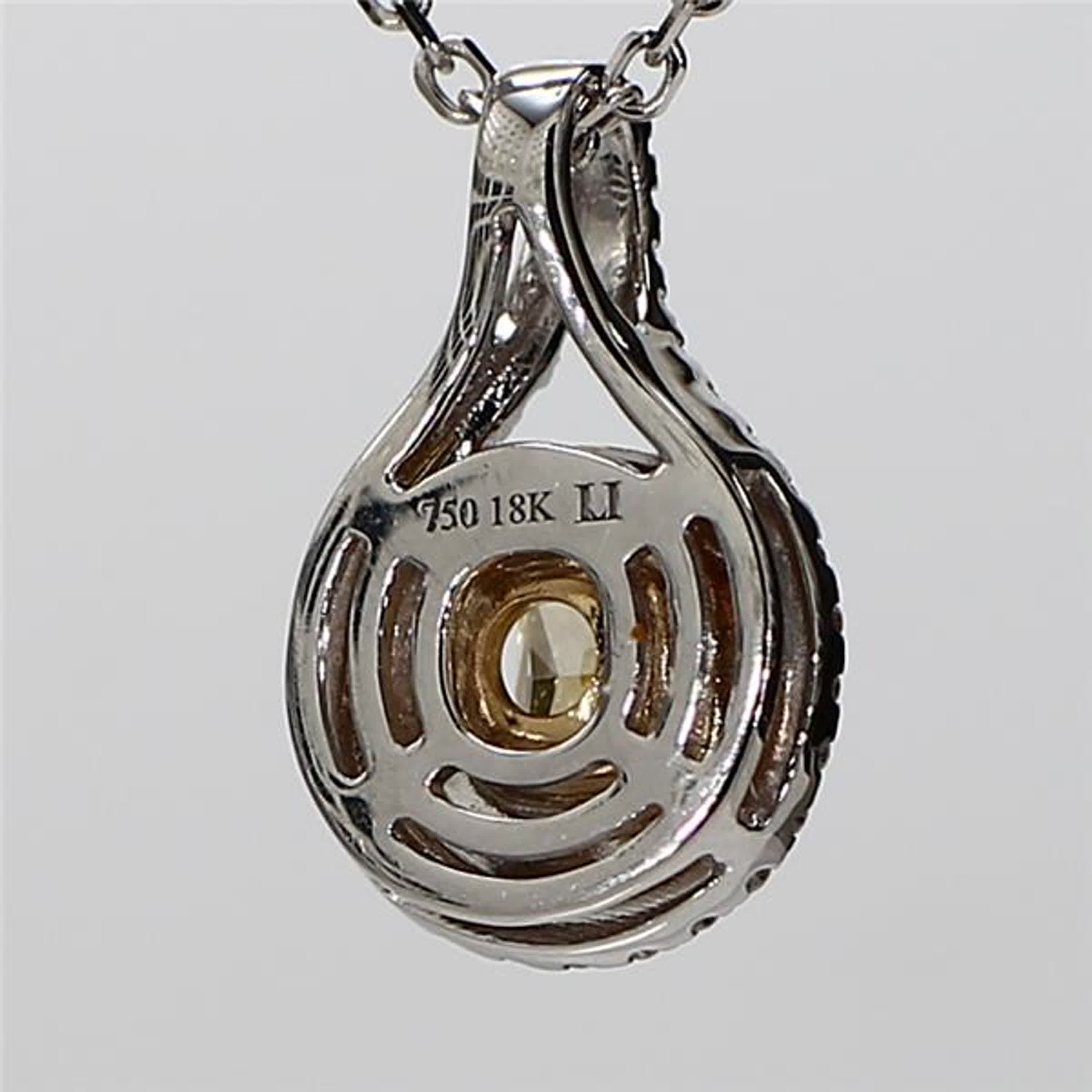 Natural Yellow Cushion and White Diamond .72 Carat TW Gold Drop Pendant