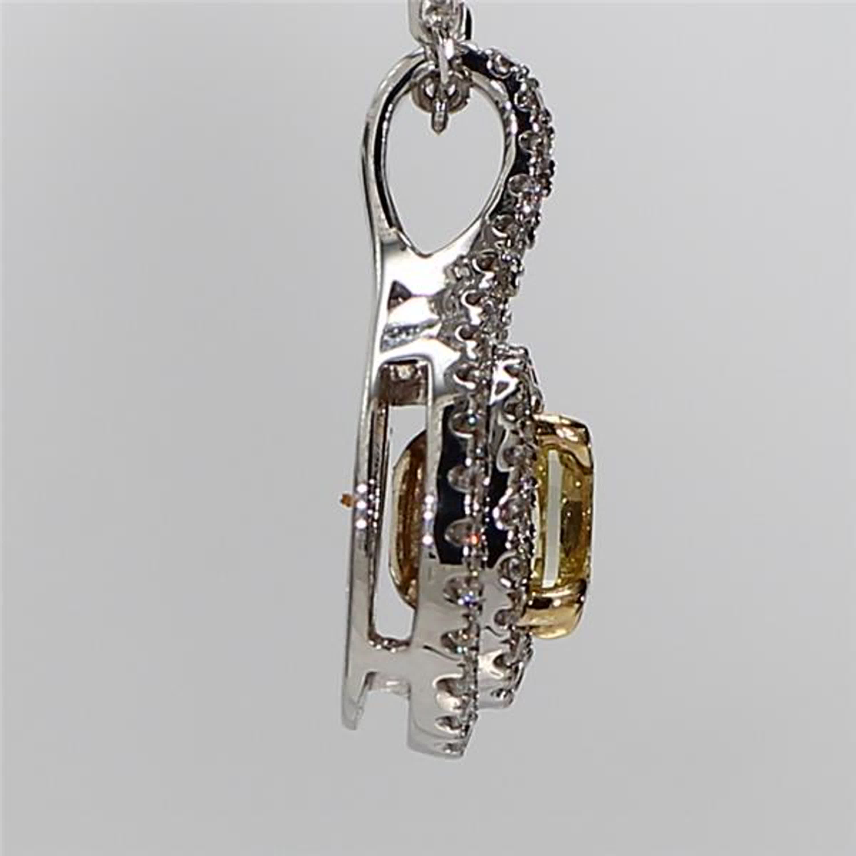 Natural Yellow Cushion and White Diamond .72 Carat TW Gold Drop Pendant