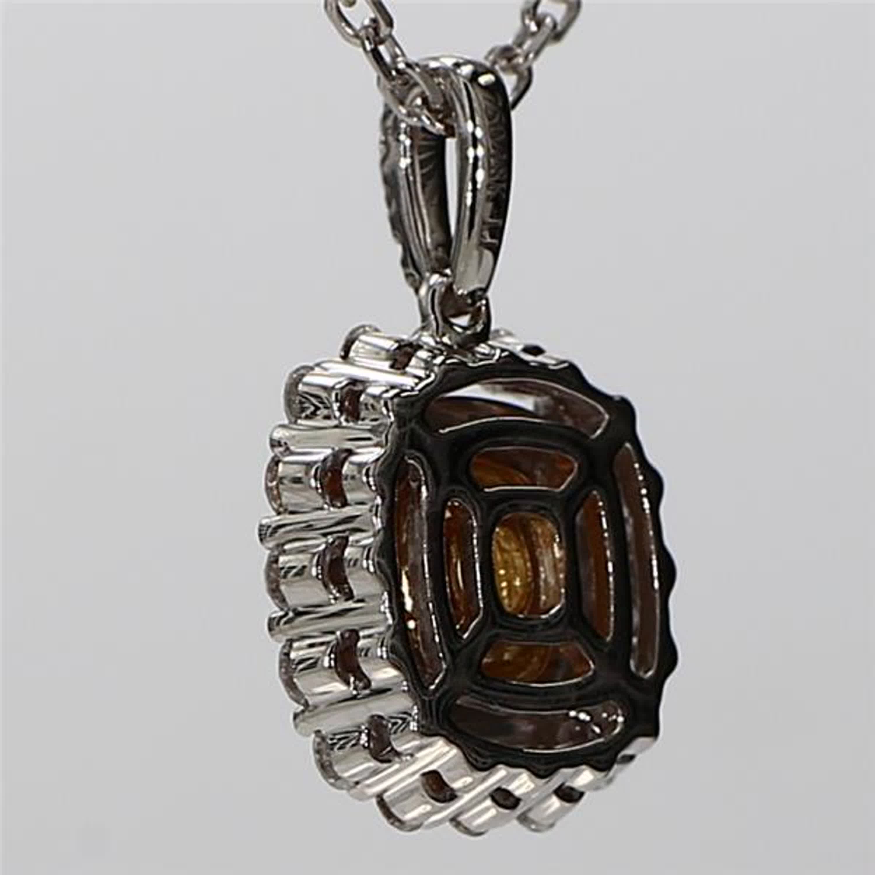 Natural Yellow Cushion and White Diamond 1.11 Carat TW Gold Drop Pendant