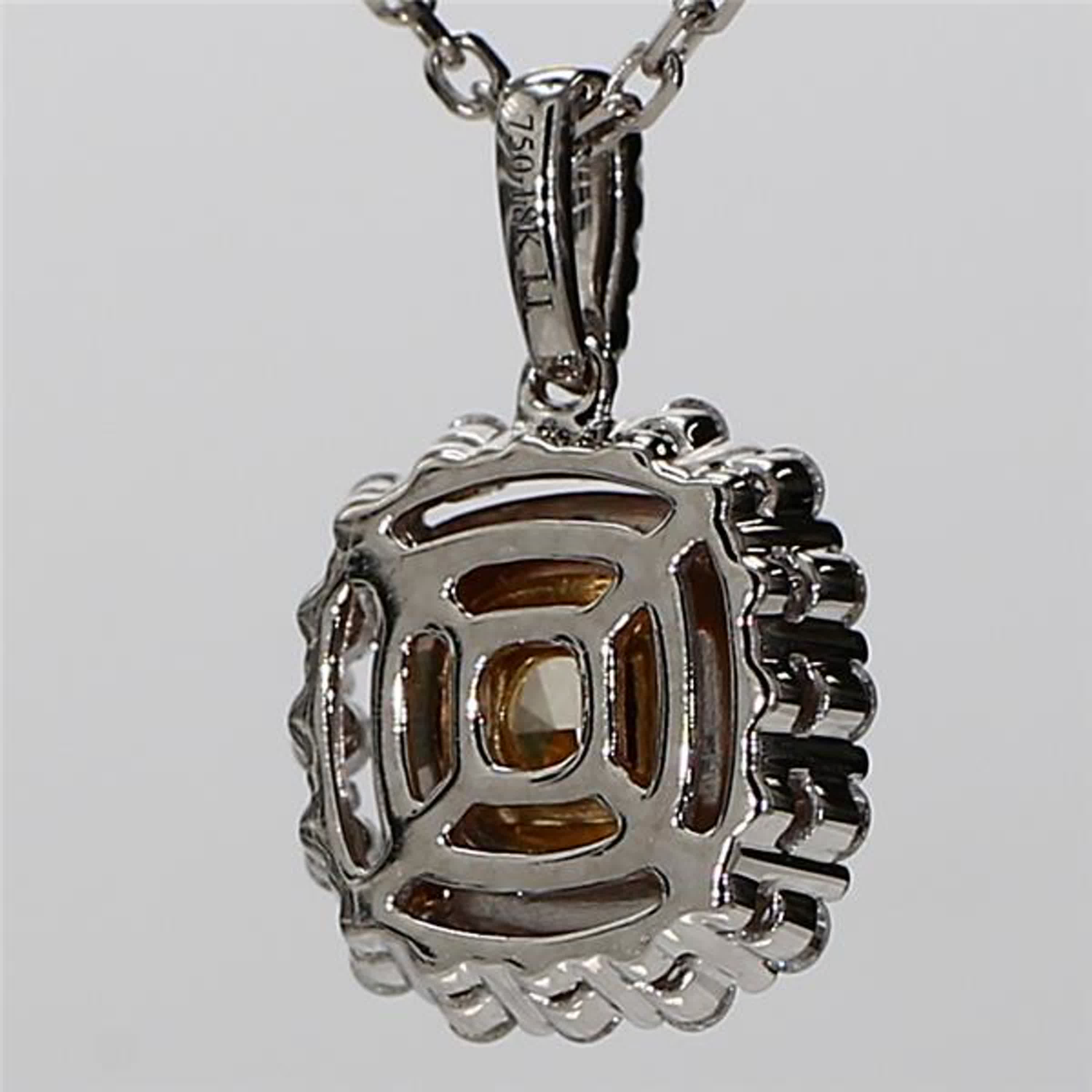 Natural Yellow Cushion and White Diamond 1.11 Carat TW Gold Drop Pendant