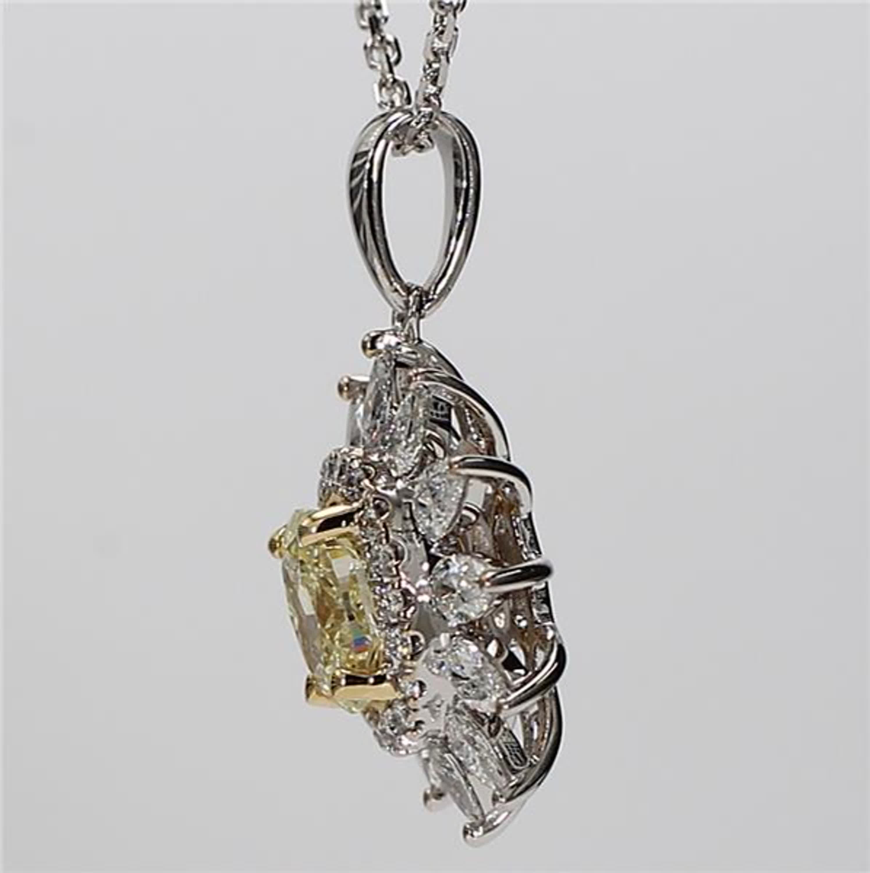 Natural Yellow Oval and White Diamond 1.46 Carat TW Gold Drop Pendant
