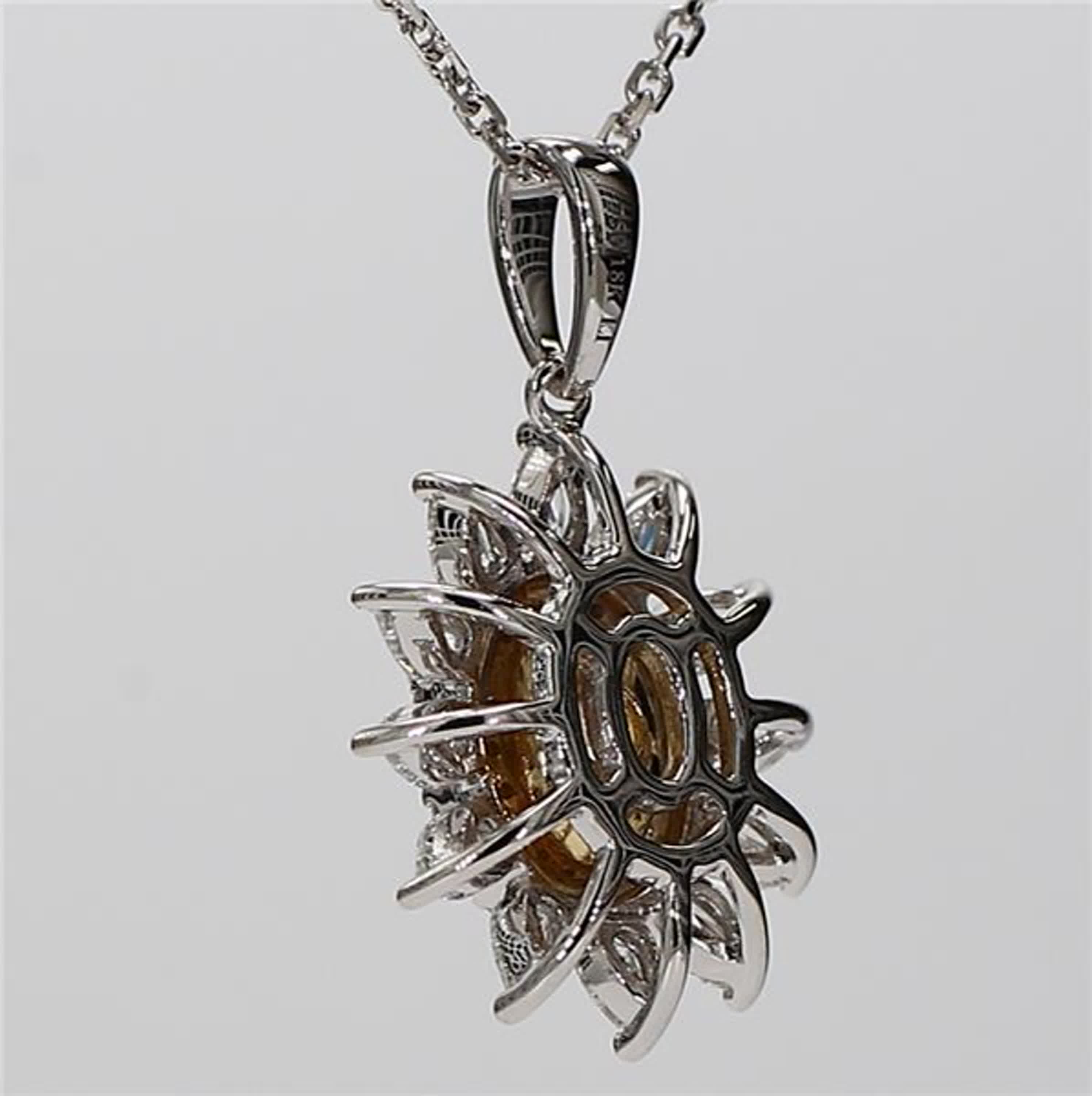 Natural Yellow Oval and White Diamond 1.46 Carat TW Gold Drop Pendant