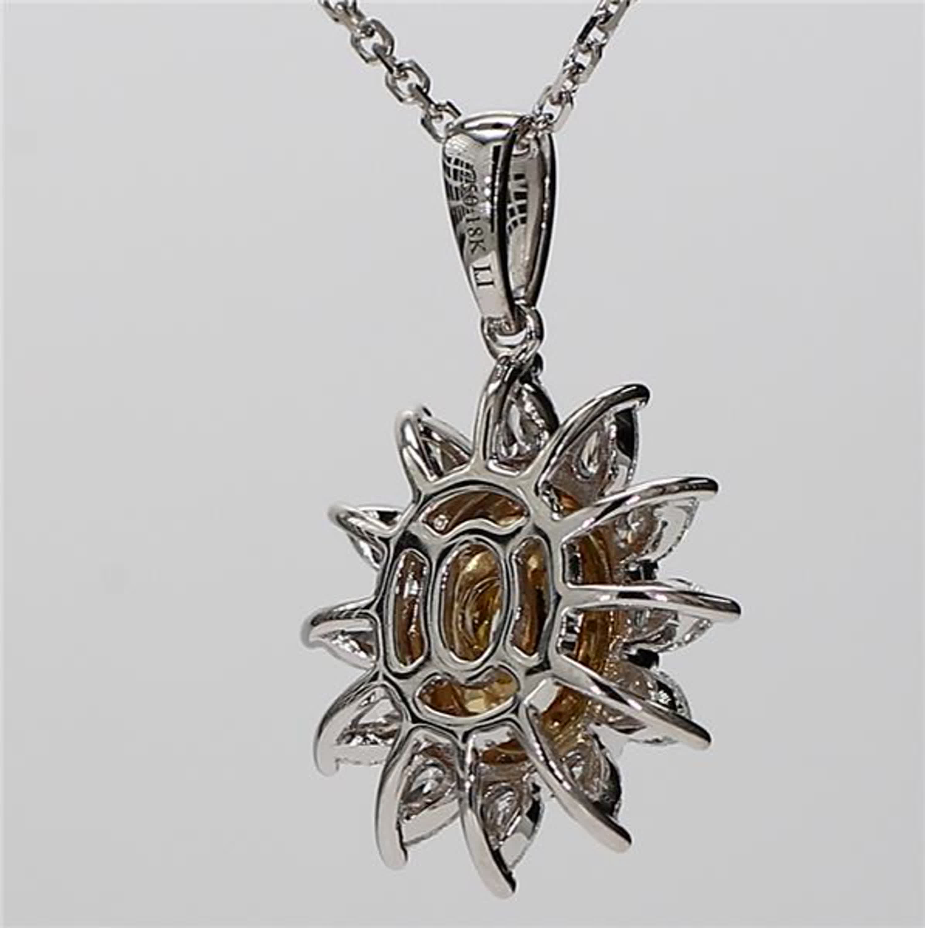 Natural Yellow Oval and White Diamond 1.46 Carat TW Gold Drop Pendant