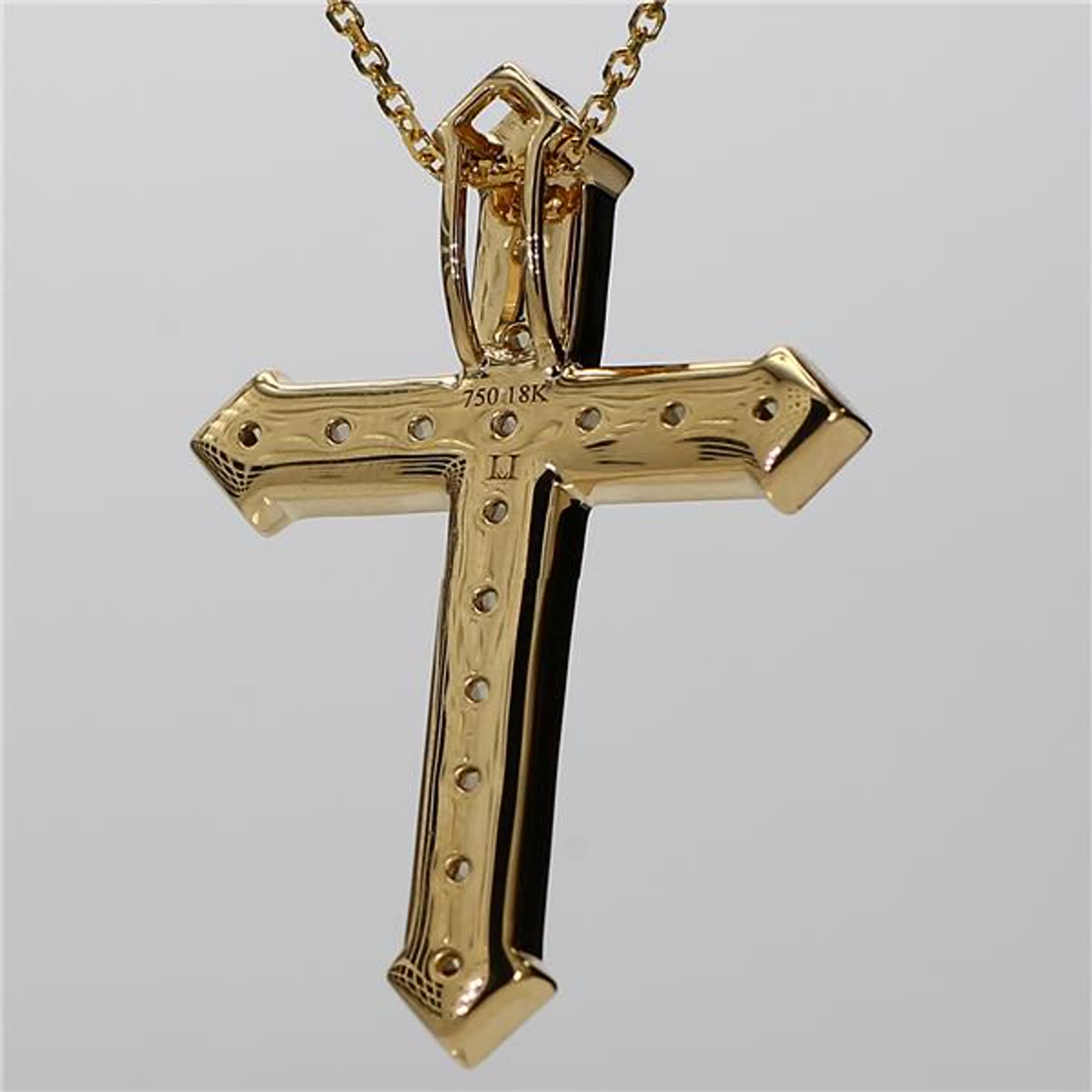 Natural Yellow Cushion Diamond 2.13 Carat TW Yellow Gold Cross Pendant